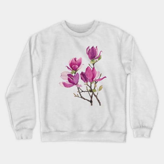 Watercolor magnolia Crewneck Sweatshirt by InnaPatiutko